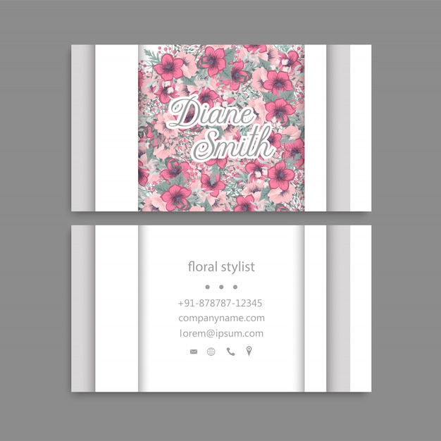 Diseño de plantilla de tarjeta de visita floral.