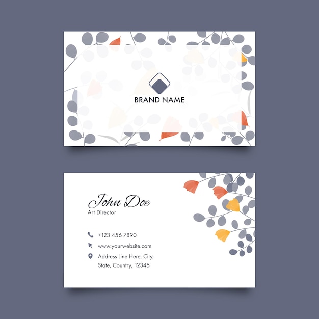 Diseño de plantilla de tarjeta de visita horizontal en color blanco.