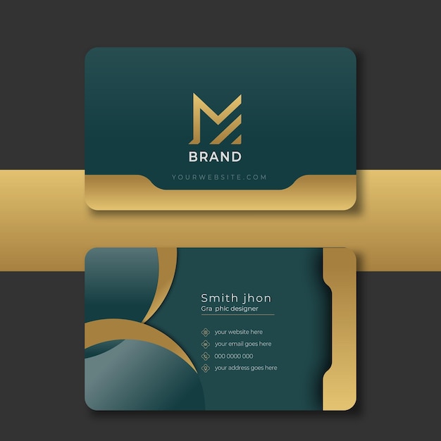 Vector diseño de plantilla de tarjeta de visita de lujo dorado con estilo vectorial