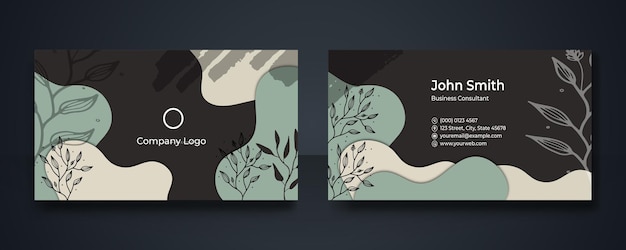 Diseño de plantilla de tarjeta de visita moderna. Tarjeta de visita con fotografía floral, tarjeta de visita, diseño de tarjeta de visita. tarjetas de visita de fotografía. Plantilla de tarjeta de visita negra