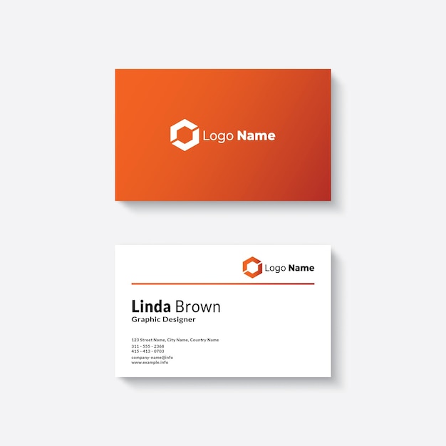 Diseño de plantilla de tarjeta de visita naranja y blanca simple
