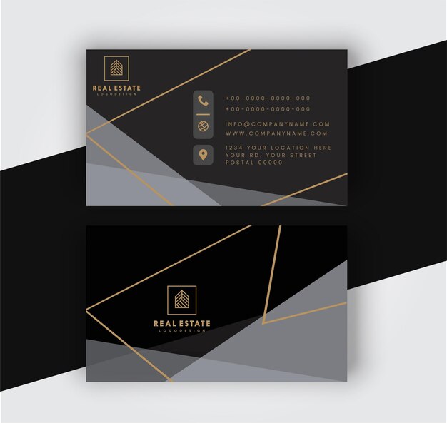 Diseño de plantilla de tarjeta de visita en negro y gris gratis.