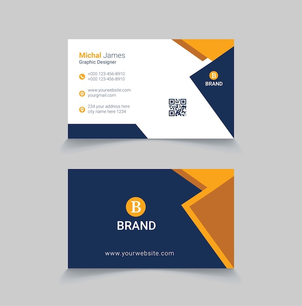 Diseño de plantilla de tarjeta de visita profesional corporativa de doble cara