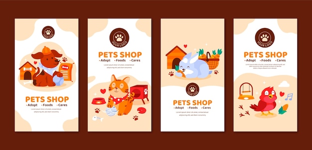 Vector diseño de plantilla de tienda de mascotas dibujada a mano