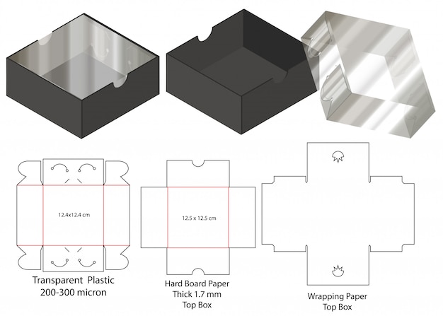 Diseño de plantilla troquelada caja de embalaje. maqueta 3d