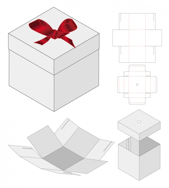 Diseño de plantilla troquelada caja de embalaje. maqueta 3d