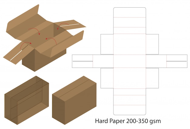 Diseño de plantilla troquelada caja de embalaje