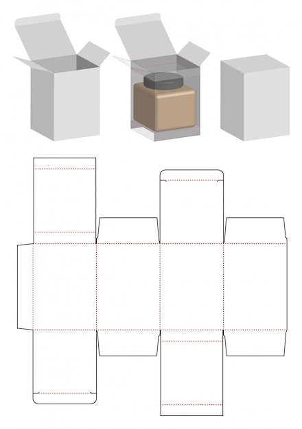 Vector diseño de plantilla troquelada caja de embalaje