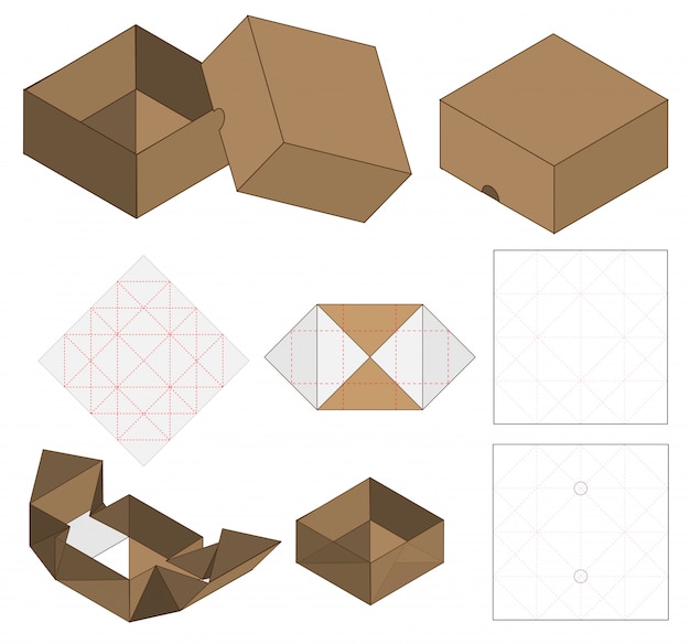 Diseño de plantilla troquelada caja de embalaje