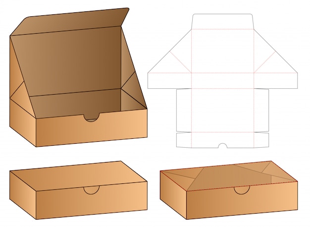 Diseño de plantilla troquelada caja de embalaje