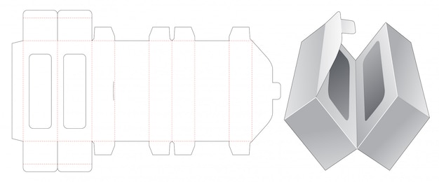 Diseño de plantilla troquelada de caja de regalo doble