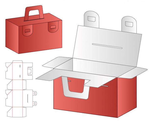 Diseño de plantilla troquelada de embalaje de caja. 3d