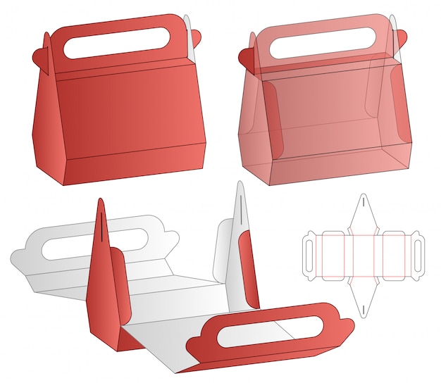 Diseño de plantilla troquelada de embalaje de caja. 3d