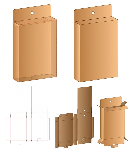 Vector diseño de plantilla troquelada de embalaje de caja colgante