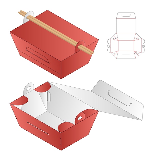 Diseño de plantilla troquelada de embalaje de caja maqueta 3d