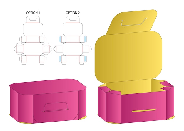 Diseño de plantilla troquelada de embalaje de caja maqueta 3d