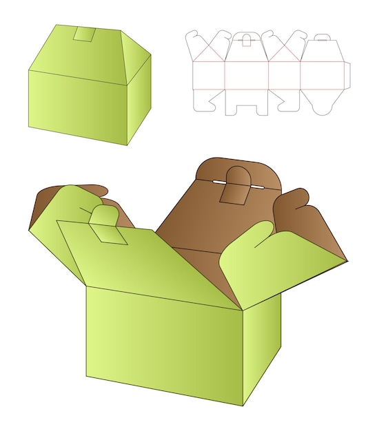 Diseño de plantilla troquelada de embalaje de caja maqueta 3d