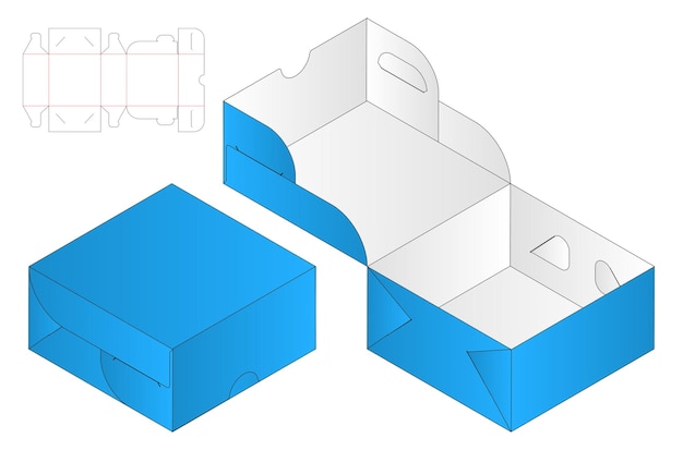 Diseño de plantilla troquelada de embalaje de caja modelo 3d