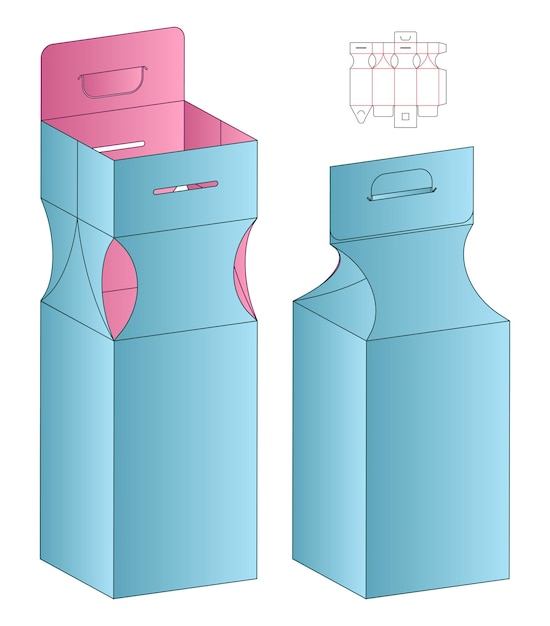 Vector diseño de plantilla troquelada de embalaje de caja modelo 3d