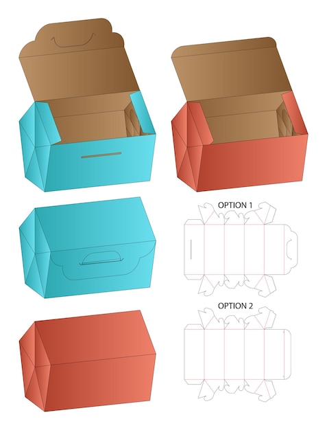 Diseño de plantilla troquelada de embalaje de caja modelo 3d