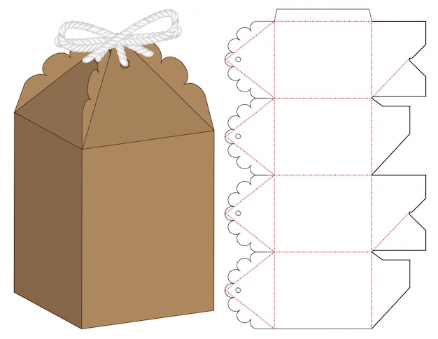 Diseño de plantilla troquelada de embalaje de caja.