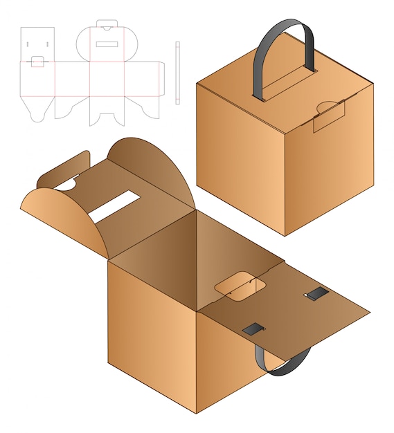 Diseño de plantilla troquelada de embalaje de caja.