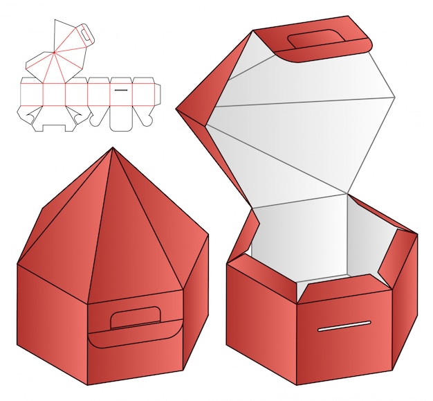 Vector diseño de plantilla troquelada de embalaje de caja.