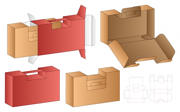 Vector diseño de plantilla troquelada de embalaje de caja.
