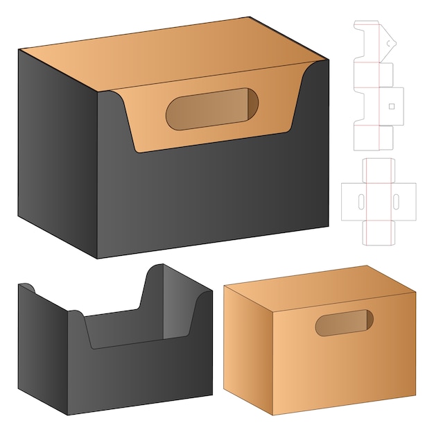 Diseño de plantilla troquelada de embalaje de caja.