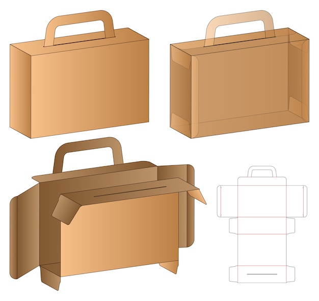 Diseño de plantilla troquelada de embalaje de caja.