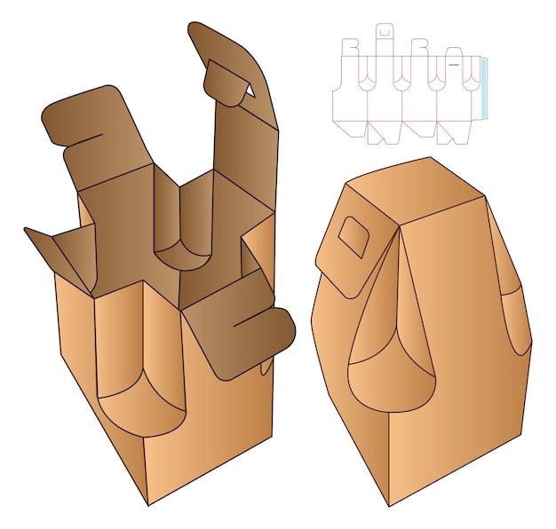 Diseño de plantilla troquelada de embalaje de caja.