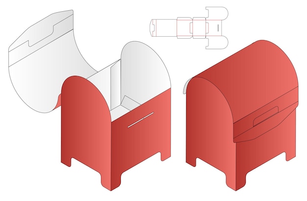 Diseño de plantilla troquelada de embalaje de caja.
