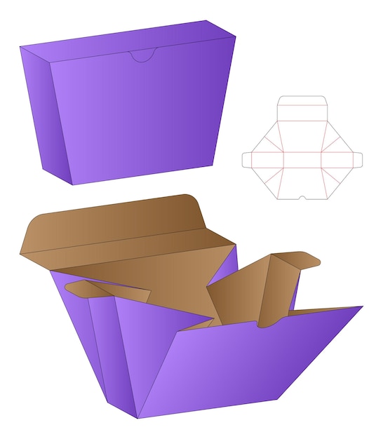 Diseño de plantilla troquelada de embalaje de caja.