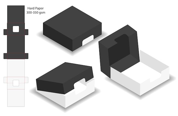 Diseño de plantilla de troquelado de caja. maqueta 3d