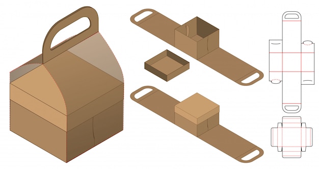 Diseño de plantilla de troquelado de caja. Maqueta 3D