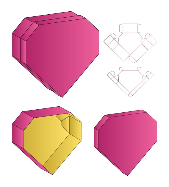 Vector diseño de plantilla de troquelado de caja. maqueta 3d