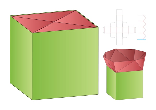 Diseño de plantilla de troquelado de caja. Maqueta 3D