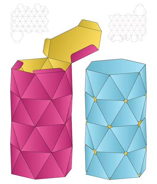 Diseño de plantilla de troquelado de caja. Maqueta 3D