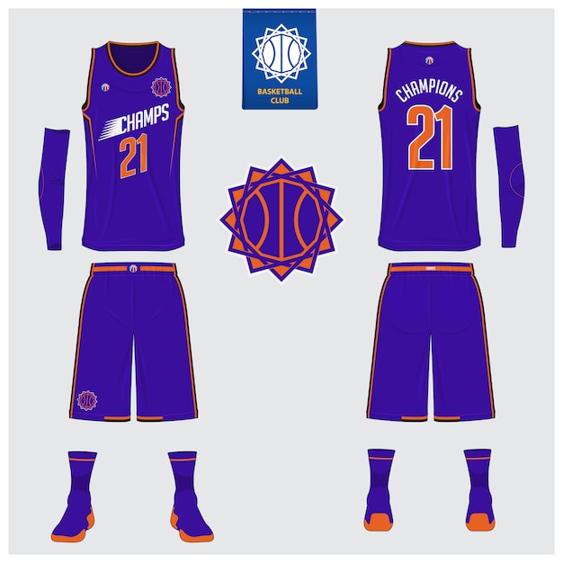 Vector diseño de plantilla de uniforme de baloncesto.