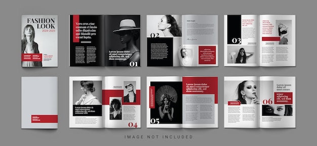 Diseño de plantilla de varias páginas con portada para revista y folleto