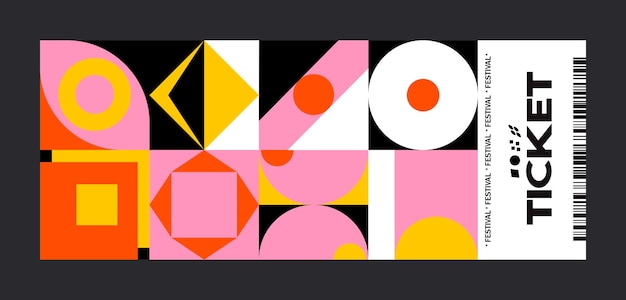 Diseño de plantilla de vector de boleto con gráficos de diseño de patrones abstractos hechos con formas y formas simples