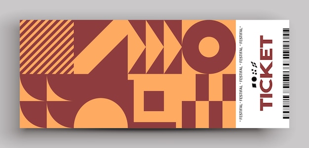 Diseño de plantilla de vector de boleto con gráficos de diseño de patrones abstractos hechos con formas y formas simples