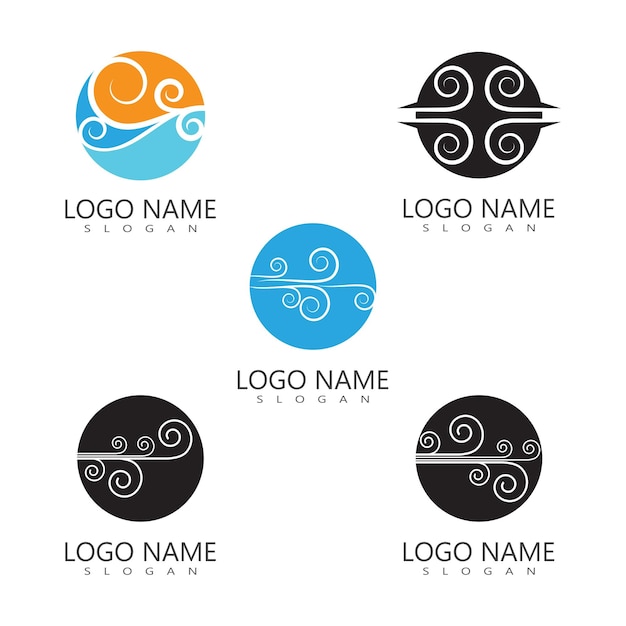 Diseño de plantilla de vector de logotipo aislado de icono de viento