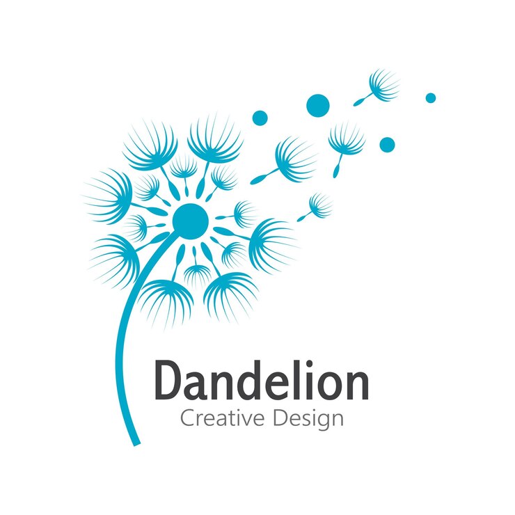 Vector diseño de plantilla de vector de logotipo de flor de diente de león