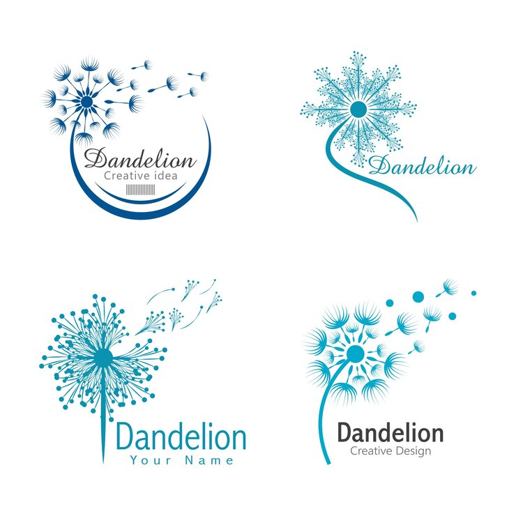 Vector diseño de plantilla de vector de logotipo de flor de diente de león