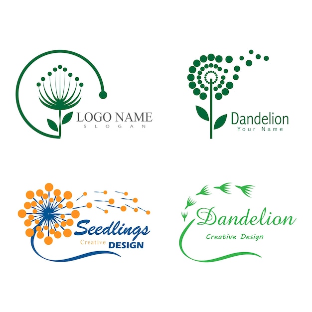 Diseño de plantilla de vector de logotipo de flor de diente de León