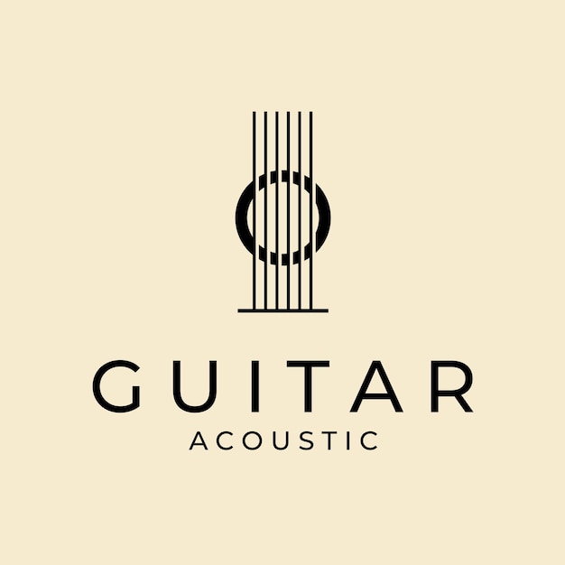 Diseño de plantilla de vector de logotipo de guitarra acústica