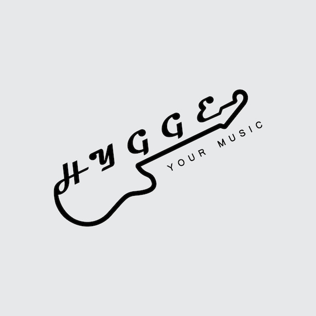 Diseño de plantilla de vector de logotipo de guitarra creativa hygge
