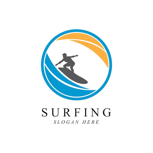Diseño de plantilla de vector de logotipo de hombre de surf