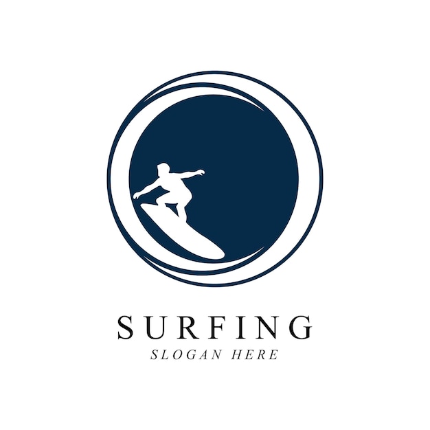 Diseño de plantilla de vector de logotipo de hombre de surf